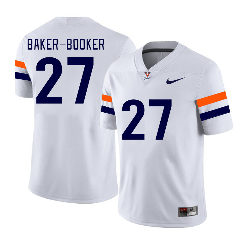 Men #27 Trent Baker-Booker Virginia Cavaliers College Football Jerseys Stitched Sale-White - Click Image to Close